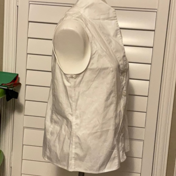 Calvin Klein White Sleeveless Button-Down Shirt - Picture 4 of 10